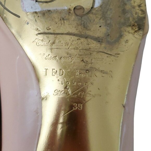 Ted Baker Ballet Flats Womens 8 Patent Leather Pale Pink Pointed Toe 39 EU - Picture 6 of 12
